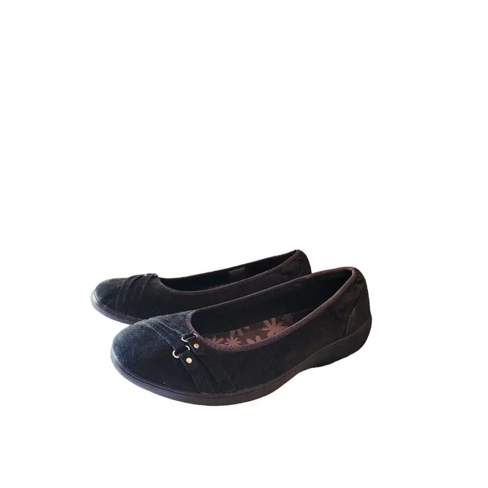Skechers Womens Kiss Happy Moment Black Leather Slip On Shoes Flats 49880 Sz 11